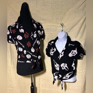 2 Tie Front Tops. Ghost Face/Jason